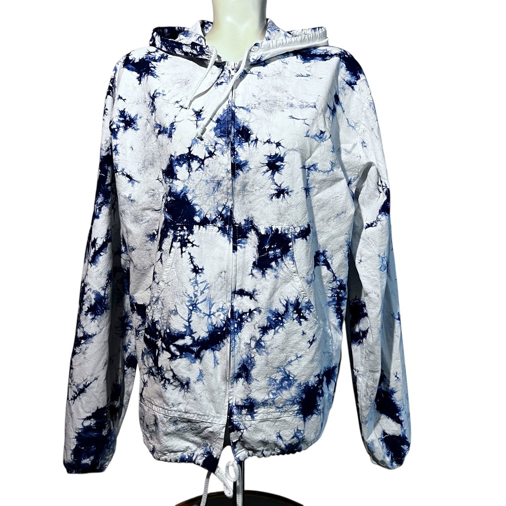 Seaspice Resort Wear Medium Indigo Tie Dye Peruvian Cotton Zip Hoodie‎ Jacket